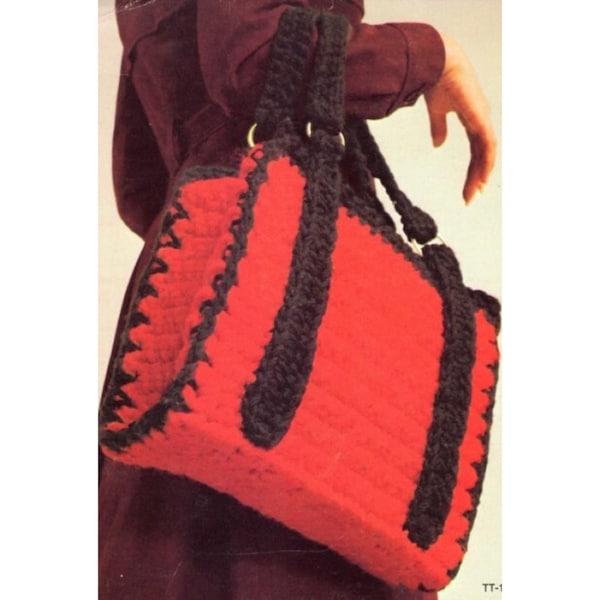 Vintage Crochet Pattern Oversized Casual Carry All Tote Purse Shoulder Bag Crossbody PDF Instant Digital Download