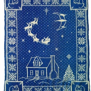 Vintage Knitting Blanket Pattern Night Before Christmas Knitted Afghan Throw PDF Instant Digital Download Holiday Decor