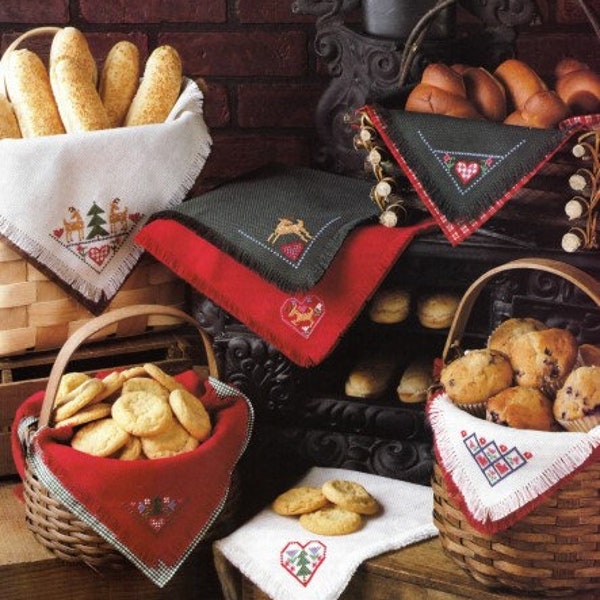 Vintage Christmas Cross Stitch Pattern Bread Basket Warmers Holiday Dining Table Kitchen Decor PDF Pattern INSTANT Digital DOWNLOAD