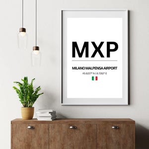 Milan Malpensa Airport Print with Italy Flag