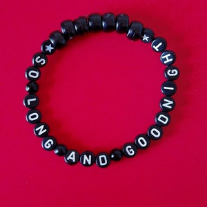 My Chemical Romance 'So long and Goodnight' handmade bracelet. MCR alternative jewellery. Gerard Way emo rock scene gift.