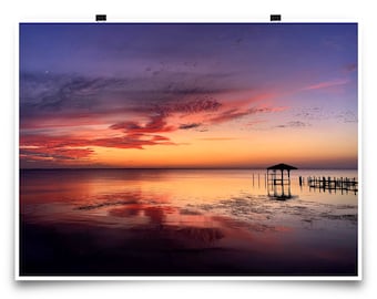 Currituck Sound Sunset Print, Duck NC Coastal Wall Art