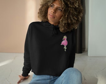 Flamingo Graphic Crop Hoodie