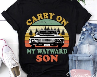 Camiseta "Cargue con mi hijo rebelde" de Supernatural, camiseta de los Winchester de Supernatural, camiseta de los Hermanos Winchester, camiseta de Supernatural