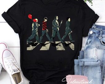 Horror Movie Characters Abbey Road T-shirt, Abbey Road Shirt, Halloween Shirt, Horror Character Shirt