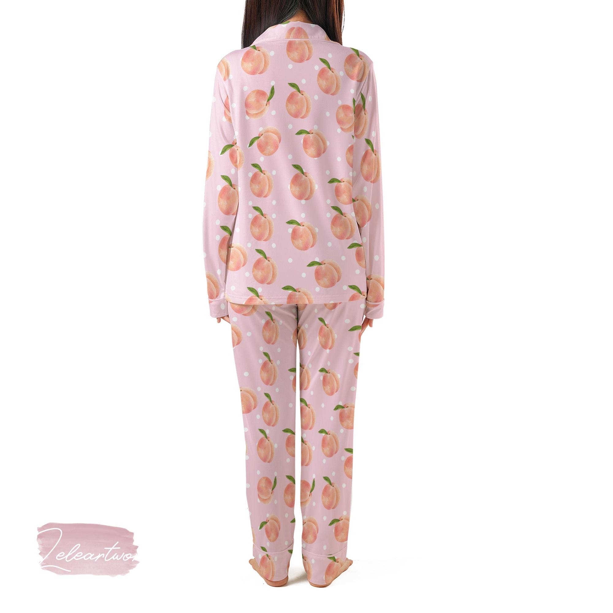 Peach Peel Set | Silky Satin Pajama Set for Women | Cute Fruit
