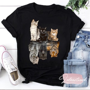 Cat Always Believe In Yourself T-Shirt, Funny Cat Reflection Tiger Shirt, Cute Cat Shirt, Cat Lover Shirt