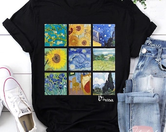 Van Gogh Painting Vintage T-Shirt, Tumblr Grunge Aesthetic Novelty Shirt, Painting Shirt