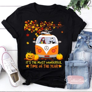 Jack Skellington To najwspanialszy czas w roku Sally i Zero Hippie Van T-shirt, Jack i Sally Koszulka, Halloween Koszulka