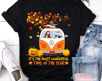 Jack Skellington C'est la période la plus merveilleuse de l'année T-shirt Sally And Zero Hippie Van, chemise Jack and Sally, chemise Halloween