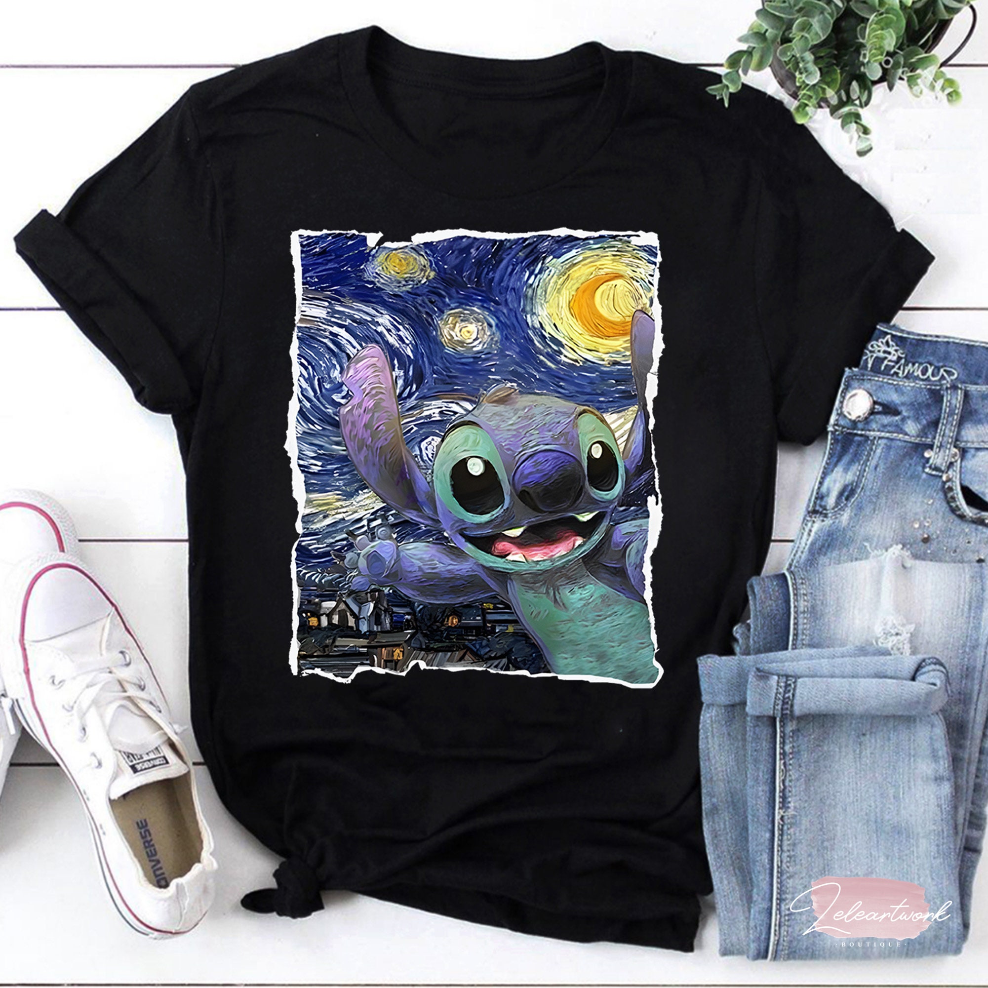 Stitch the Starry Night T-shirt, Stitch Shirt, Van Gogh