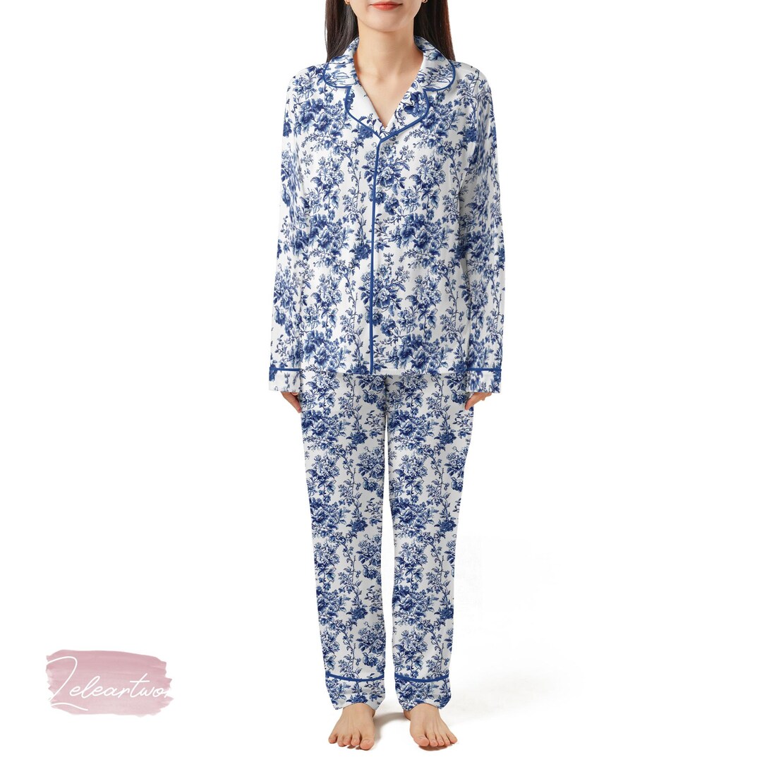 Womens Antique Floral Pajama Set