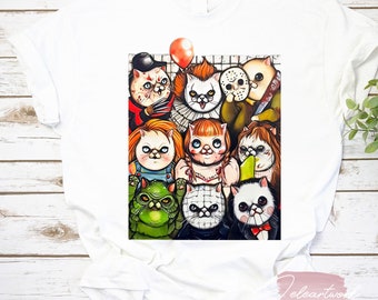 Happy Halloween Cat Kitten Character Horror Movies T-Shirt, Halloween Cat Shirt, Horror Movie Shirt, Horror Character Shirt, Halloween Shirt