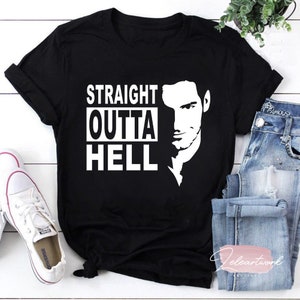 Straight Outta Hell Lucifer Morningstar Funny Vintage T-Shirt, Tom Ellis Shirt, Lucifer Morningstar Shirt, Lucifer Shirt, TV Series Shirt