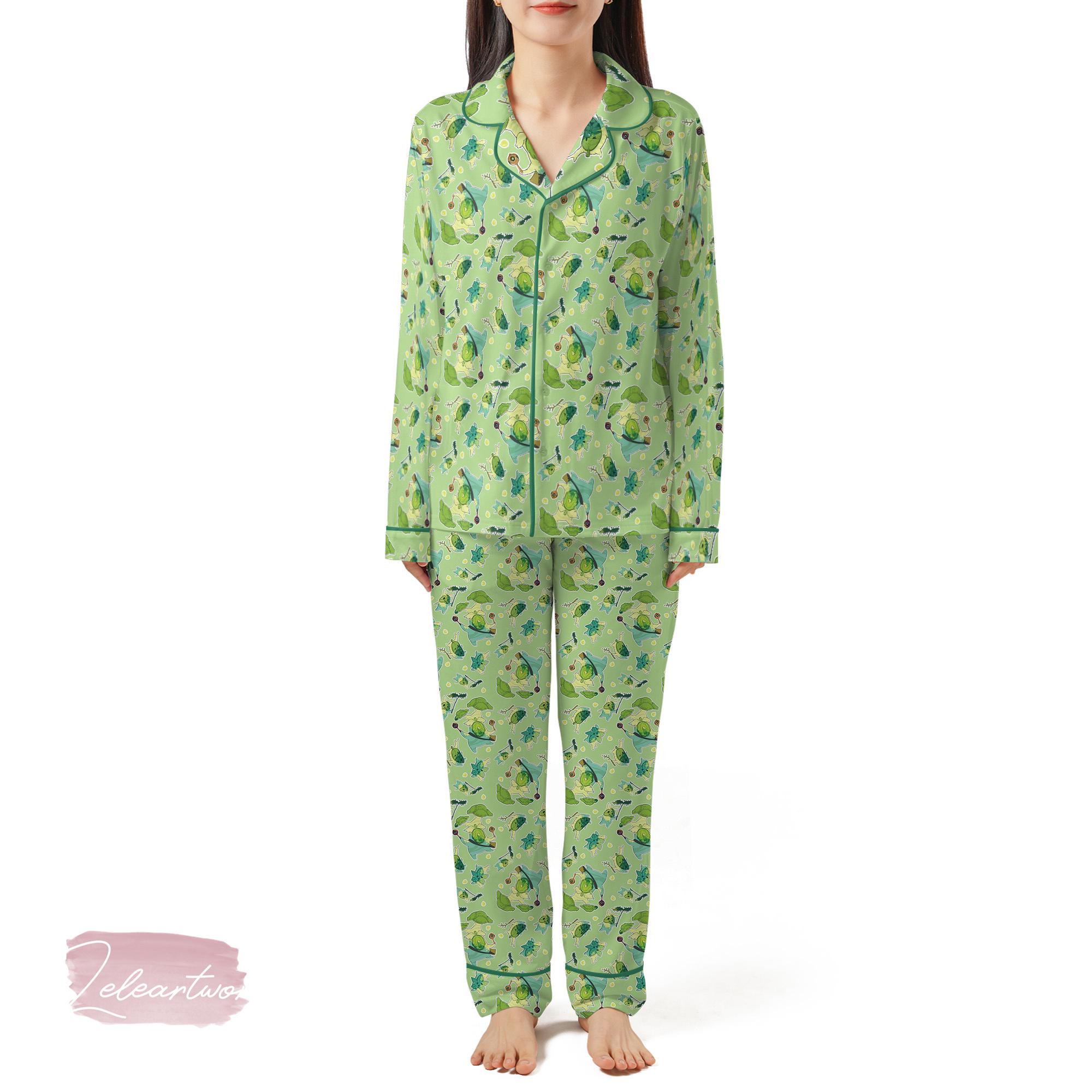 Korok Pattern Pajama Set – Zelda-inspired Green Sleepwear With