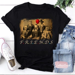 Friends Horror Five Characters Squad – Funny Halloween Movie T-shirt, Funny Halloween Horror Movies Character Shirt, Halloween Shirt