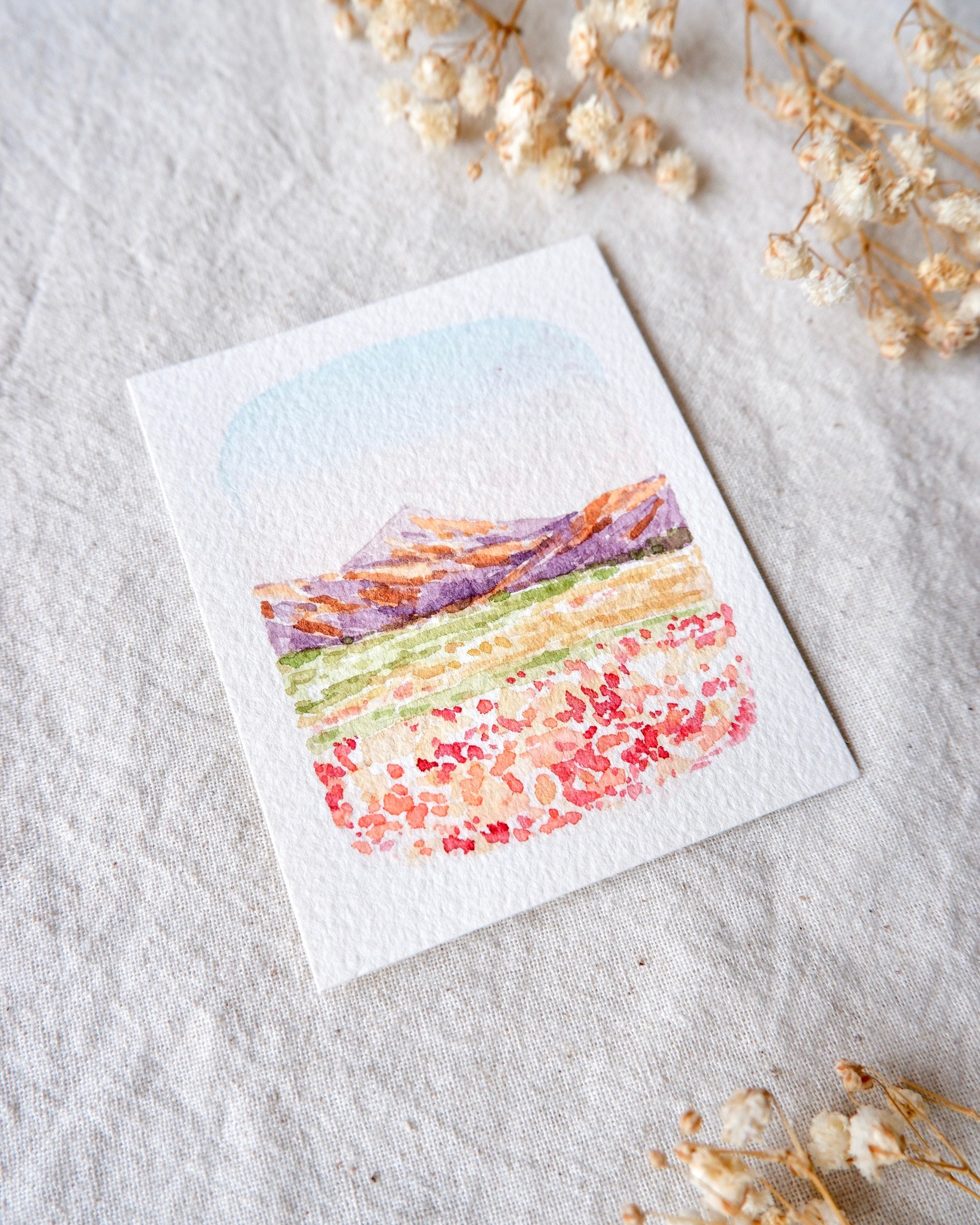 Mini Watercolor Painting Original Miniature Watercolor Etsy