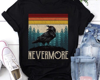 Nevermore Edgar Allan Poe Raven Gift Retro Vintage T-Shirt, Edgar Allan Poe Shirt, Literary Shirt, Nevermore Shirt