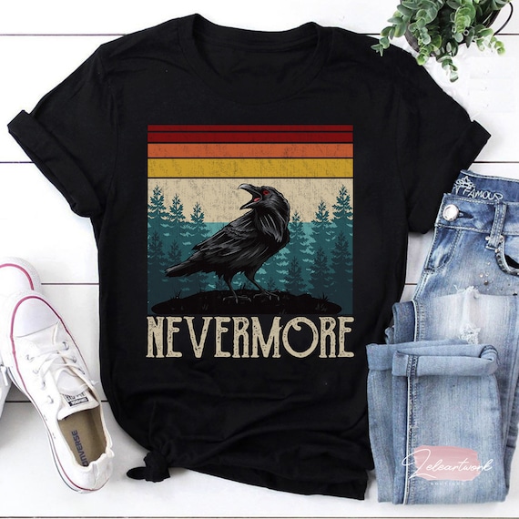 Nevermore Edgar Allan Poe Raven Gift Retro Vintage T shirt Edgar Allan Poe Shirt Literary Shirt Nevermore Shirt Etsy