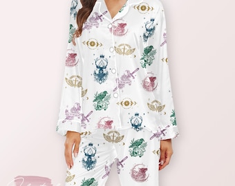 Book Lover Set – Cozy Literary-Themed Pajama with Magical & Botanical Prints | Reading Gift Sleepwear for Women