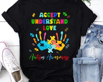Camiseta de mamá de autismo, camiseta de autismo, camiseta de conciencia de autismo, camiseta de bandera de América, regalo del día de la madre