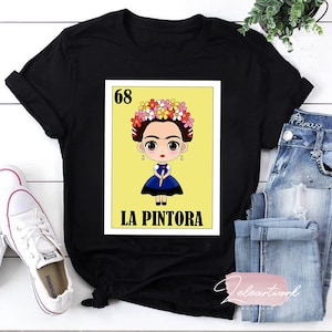 Regalo de Lotería La Pintora - Lotería Mexicana Camiseta Manga Larga, Camisa Lotería, Camisa Mexicana, Camisa Feminista