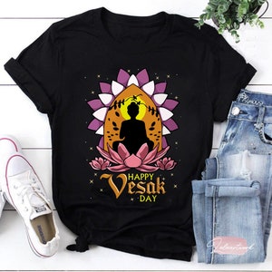 Vesak Day Vintage T-Shirt,  Buddha Shirt, Lotus Flower Shirt, Mandala Shirt