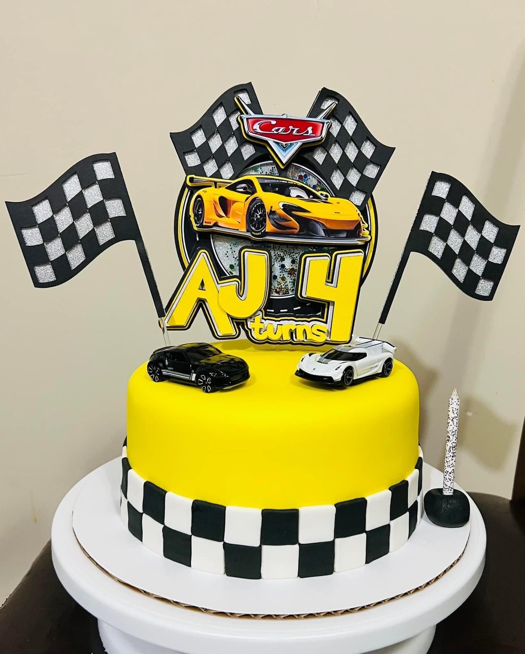 3D Racing Car Cake Topper in Shaker Birthday Gift Idea Cars Sports Cars