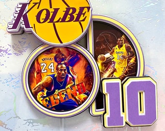 Decorazione per torta 3D/idea regalo di compleanno/Kobe Bryant Lebron James ispirato/Lakers/basket/NBA
