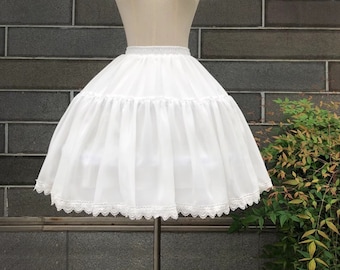 Lolita Herringbone Petticoat,Adjustable Petticoat,White Lolita Underskirt,Bubble Skirt, 18.5 Inches lolita Cosplay Petticoat
