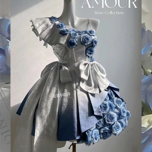 Amour Rose Princess Fairy Lolita Dress, Blue Ruffle Puffy Dress, Birthday Dress, Prom Dress, Girl's Dress, Lolita Fashion