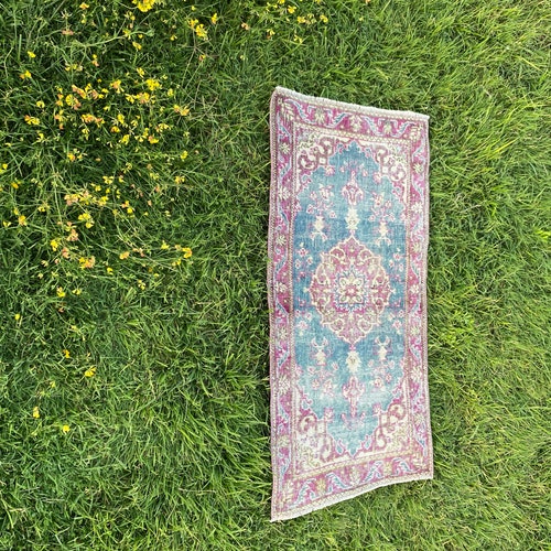 1.8x3.4 Purple and Green Oushak shops Rug, Ower diyed Rug, Vintage Door mat rug, Antique Small Rug, Hallway Rug,Handmade Oushak Rug