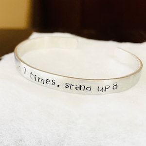 Fall Down 7 times, stand up 8, Mantra Bracelet,  Inspirational Bracelet, Personalized, Custom Bracelet, Silver Bracelet, Mantra Bracelet