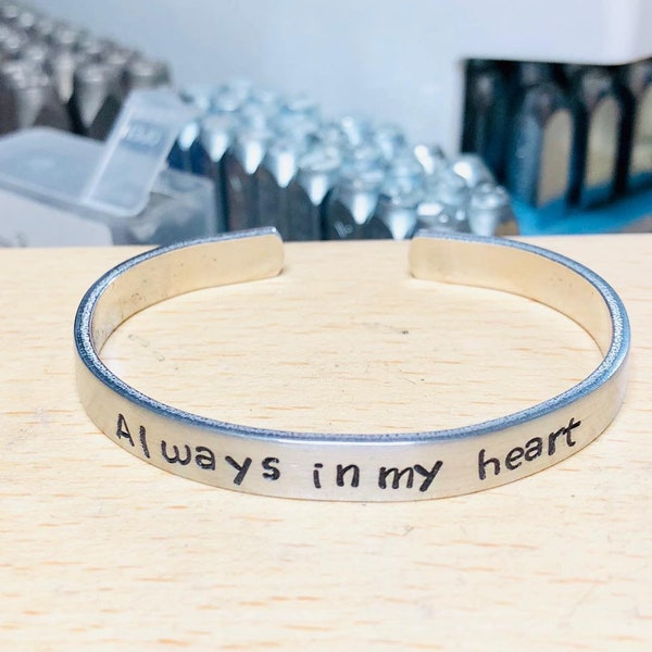 Always in my heart personalized bracelet, personalized gift, personalized bracelet, memorial bracelet, bracelet for widow, miss you gift,