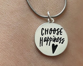 choose happiness necklace, happy jewelry, choose happy necklace, gift for daughter, gift for stressed out friend, gift for starting over