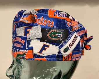 Men’s surgical scrub hat, Florida, college football, alligators.