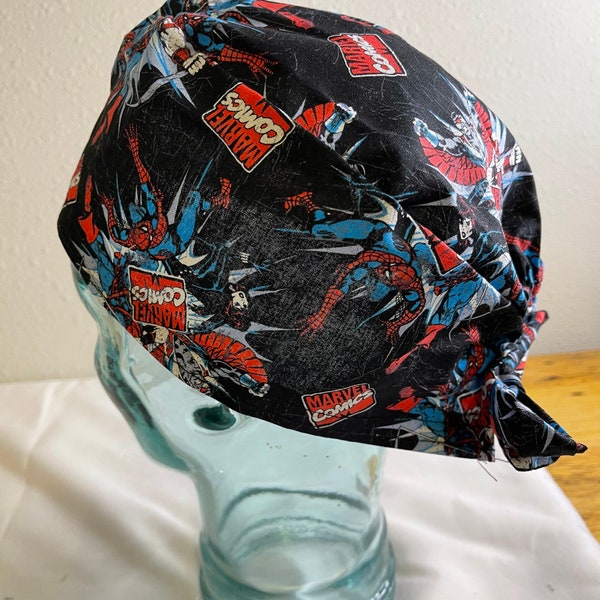 Casquette médicale/chirurgicale pour homme, bande dessinée, homme araignée.