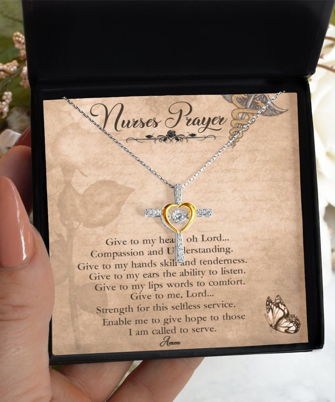 Nurse's Prayer Necklace, Nurse Necklaces for Women, Nurse Cross