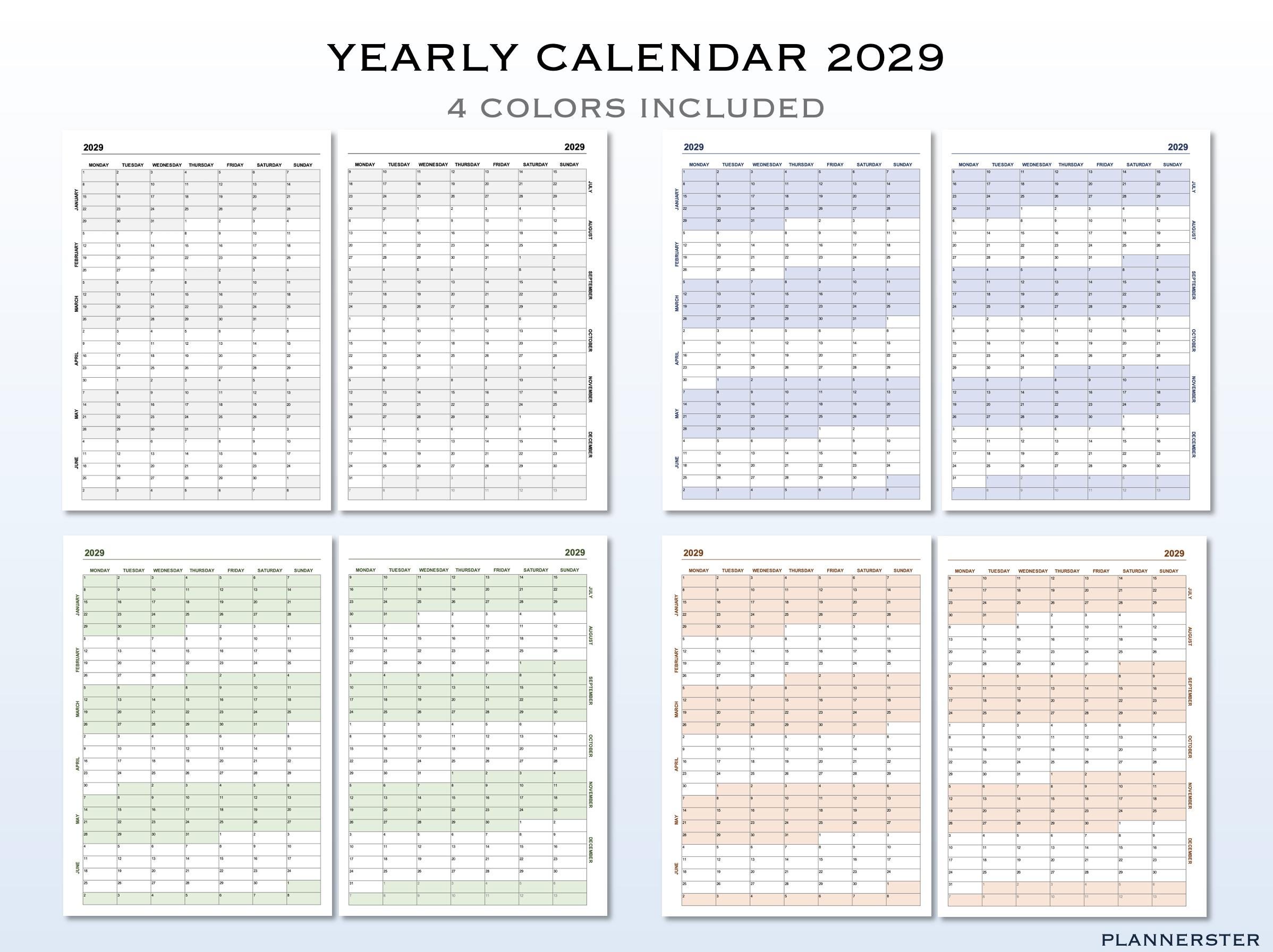 5year Calendar Bundle 2025, 2026, 2027, 2028, 2029 Printable Yearly