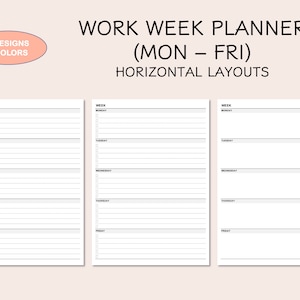 Work Week Planner, Printable Weekly Planner, Monday to Friday Planner ...
