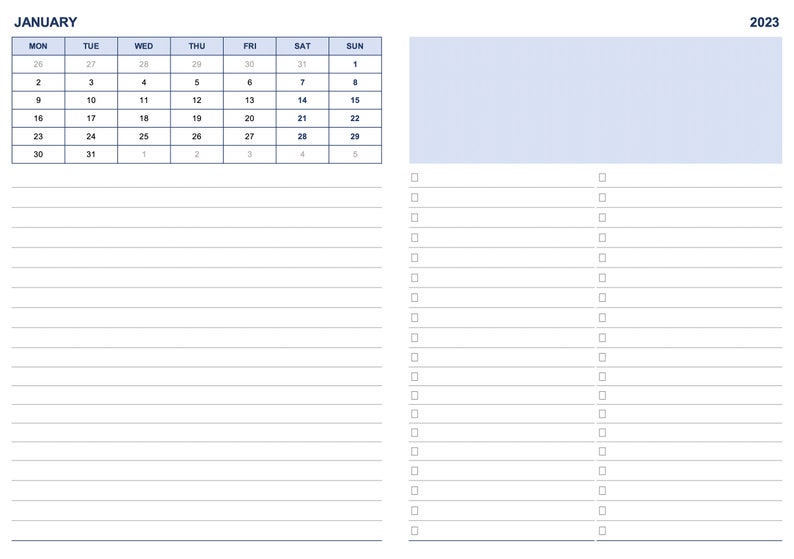 Printable Monthly Planner 2023 Mini Monthly Calendars 2023 Etsy Uk