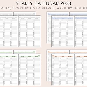 5-year Bundle: Printable Yearly Planner Calendar 2024-2025-2026-2027 ...