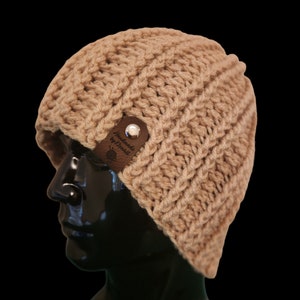Bonnet côtelé en crochet pour homme