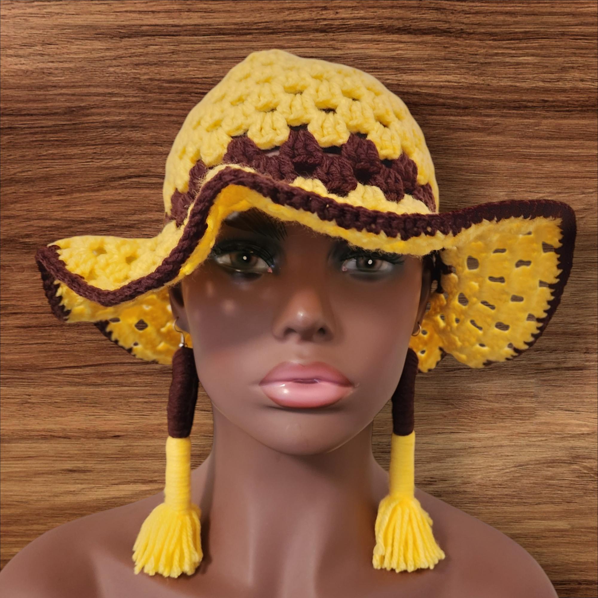 Crochet Bucket Hat & Earring Set - Etsy display picture 2