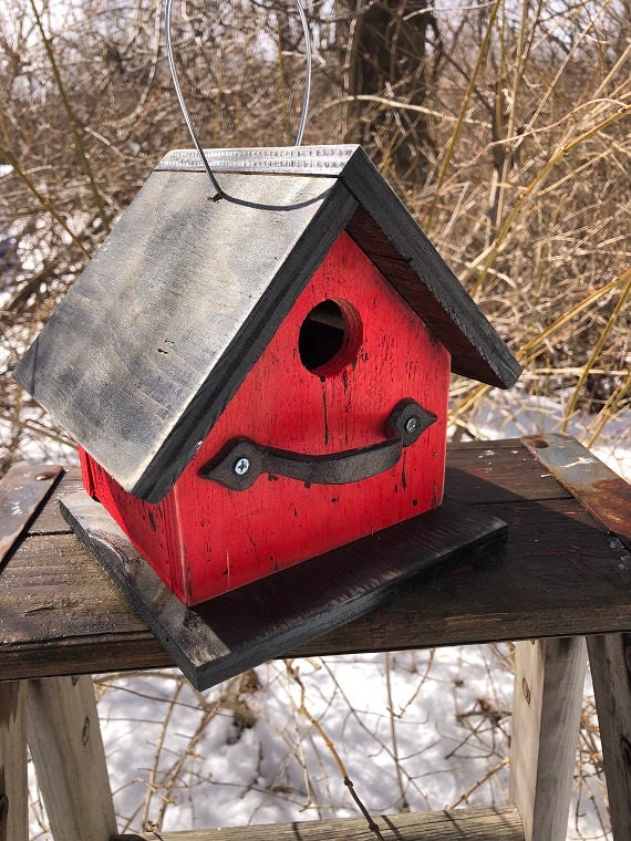 Rustic Outdoor Birdhouses Songbirds Aged Appearance Clean Out Etsy
