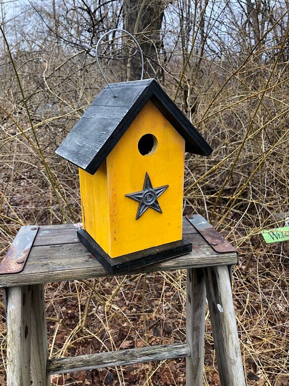 Rustic Outdoor Birdhouses Songbirds Aged Appearance Clean Out Etsy