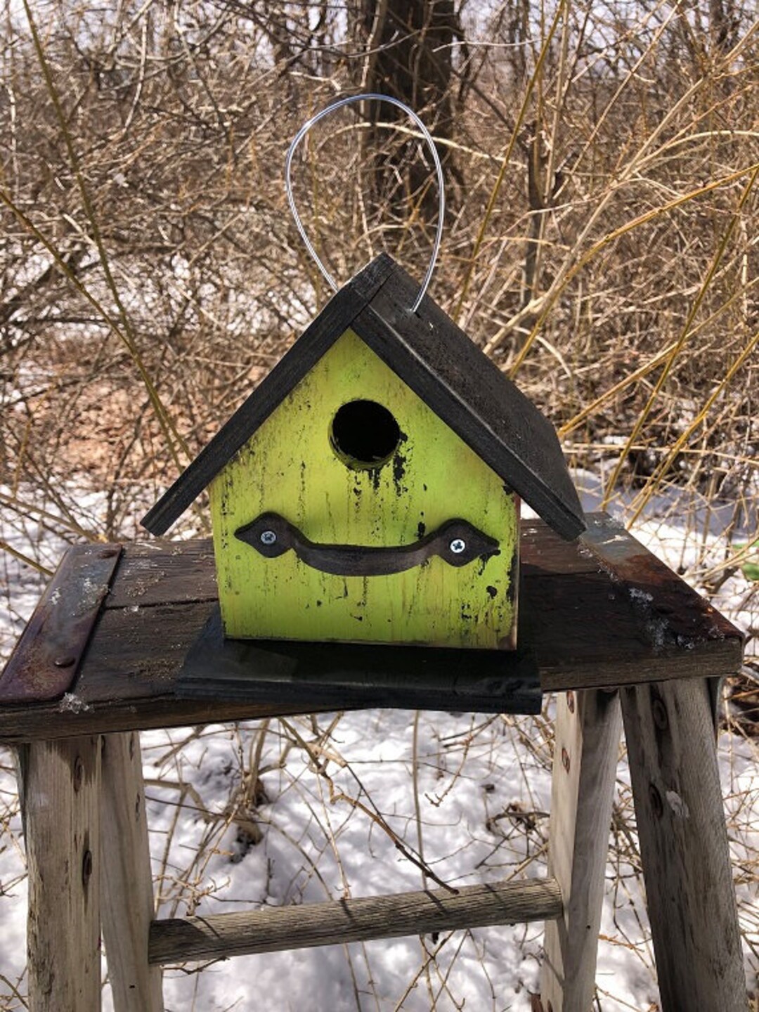 Rustic Outdoor Birdhouses Songbirds Aged Appearance Clean Out Etsy
