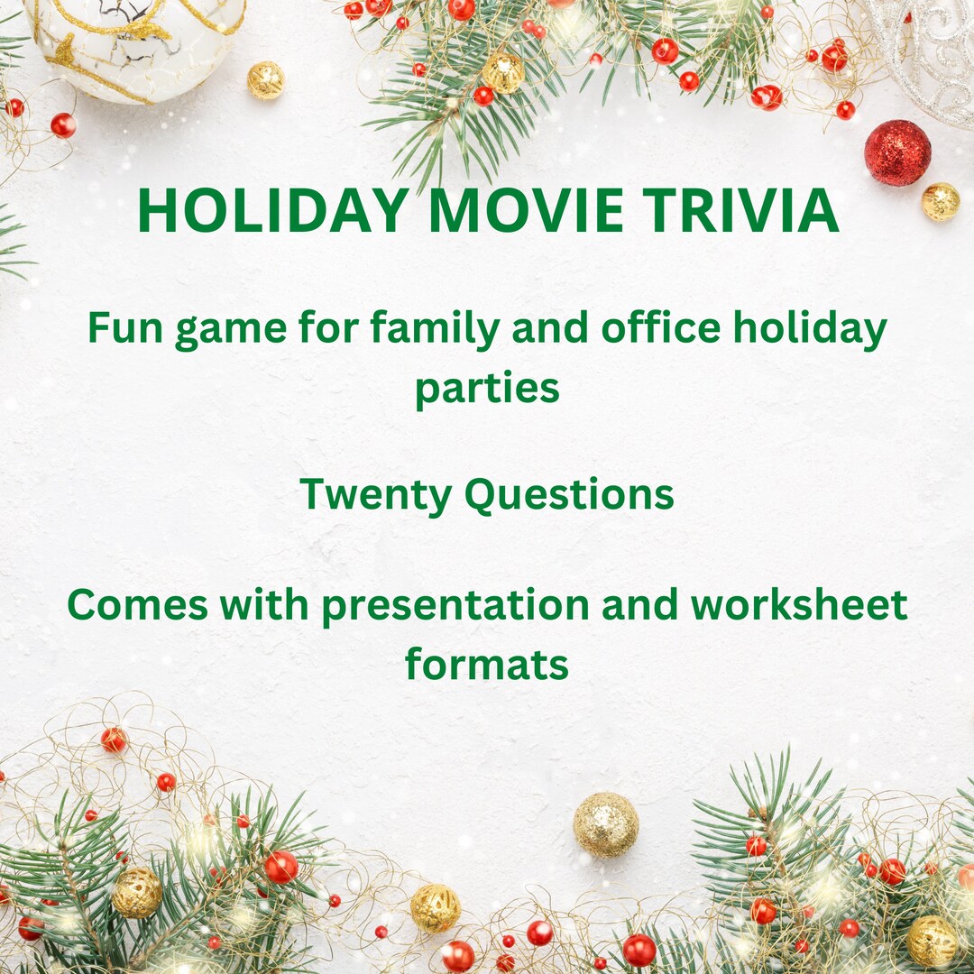 Holiday Movie Trivia Game Etsy
