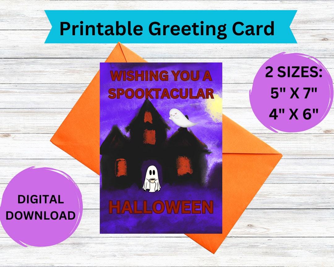 Spooktacular Halloween Printable Greeting Card - Etsy
