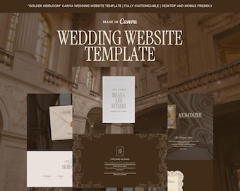 Wedding Website Template | Editable Canva Wedding Website | Timeless One-Page Wedding Website | Digital Wedding Invitation